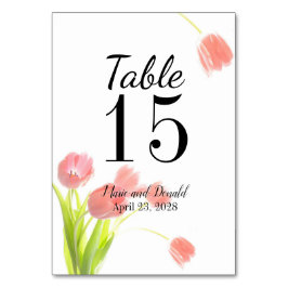 Tarjeta De Mesa Tulipanes elegantes y blandos de color rosa