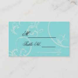 Tarjeta De Mesa Turquoise Black Swirl Flourier Boda Place Card