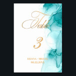 Tarjeta De Mesa Turquoise Watercolor verde azulado elegante boda d<br><div class="desc">Estas modernas tarjetas de color turquesa color de agua verde azulado oro de la mesa harán la incorporación perfecta a sus mesas de eventos. El color da un toque de diseño,  pero mantiene un aspecto moderno. Esta tarjeta es perfecta para la primavera,  eventos inspirados en el verano y decoración.</div>