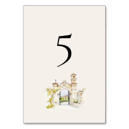 Tarjeta De Mesa Tuscany Italy Wedding Table Numbers Watercolor