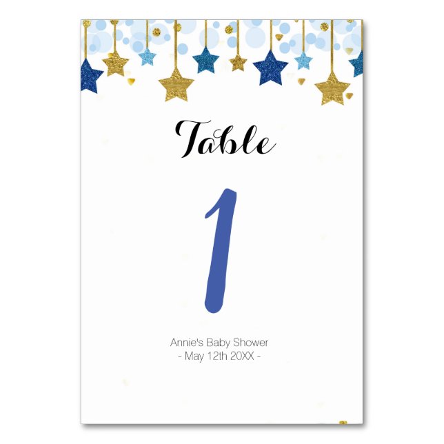 Tarjeta De Mesa Twinkle Twinkle Número de tabla moderno (Anverso)