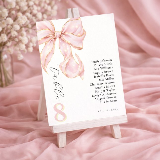 Tarjeta De Mesa  Tying the knot bridal shower Pink bow. (Subido por el creador)