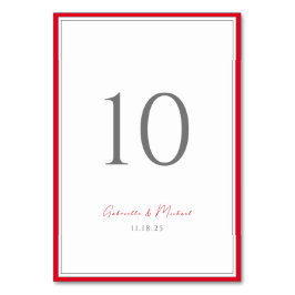 Tarjeta De Mesa Typografía mínima Elegante eterno Rojo cerezo
