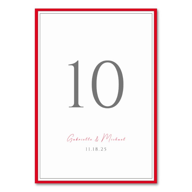 Tarjeta De Mesa Typografía mínima Elegante eterno Rojo cerezo (Anverso)