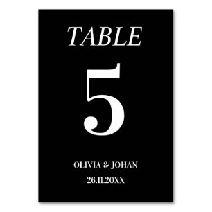 Tarjeta De Mesa Typografía simple elegante Boda moderno negro