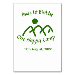 Tarjeta De Mesa Un campamento feliz sol de montaña verde primer cu