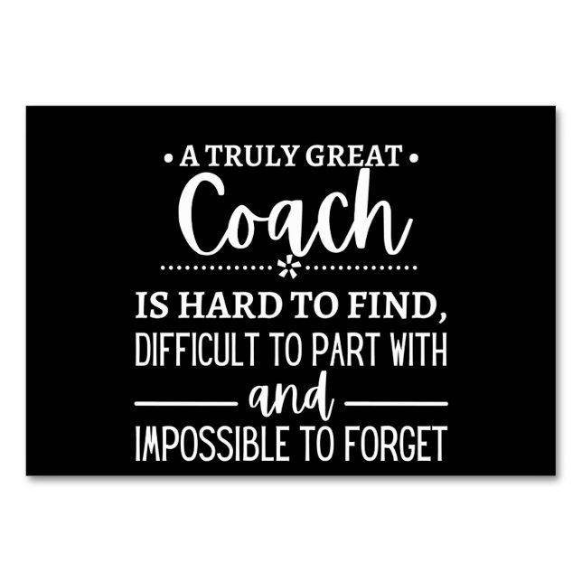 Tarjeta De Mesa Un entrenador verdaderamente grande es difícil de  (Anverso)