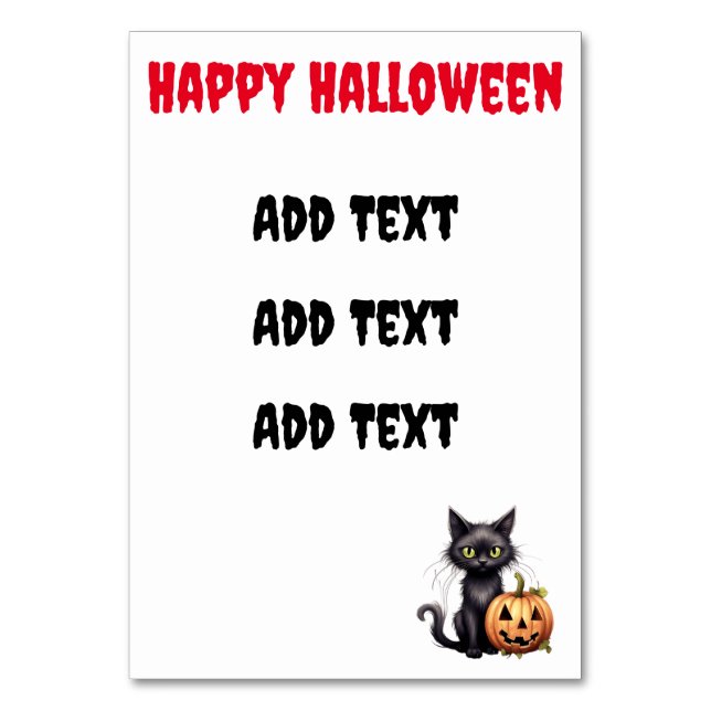 Tarjeta De Mesa Un gato negro chiflado pero aterrador (Anverso)