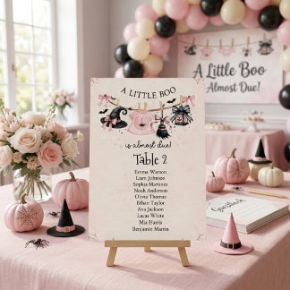 Tarjeta De Mesa Un pequeño arco rosa Boo Fiesta de Halloween Baby