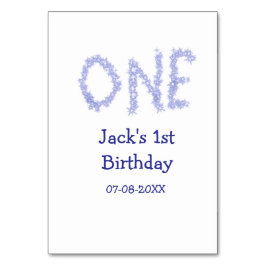 Tarjeta De Mesa Un purpurina azul niño moderno de primer cumpleaño
