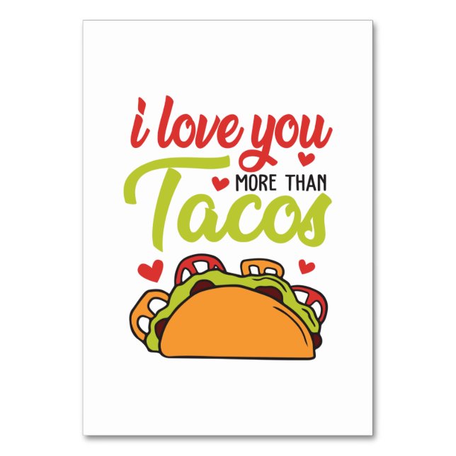 Tarjeta De Mesa Un regalo de pareja te quiero más que a los tacos (Anverso)