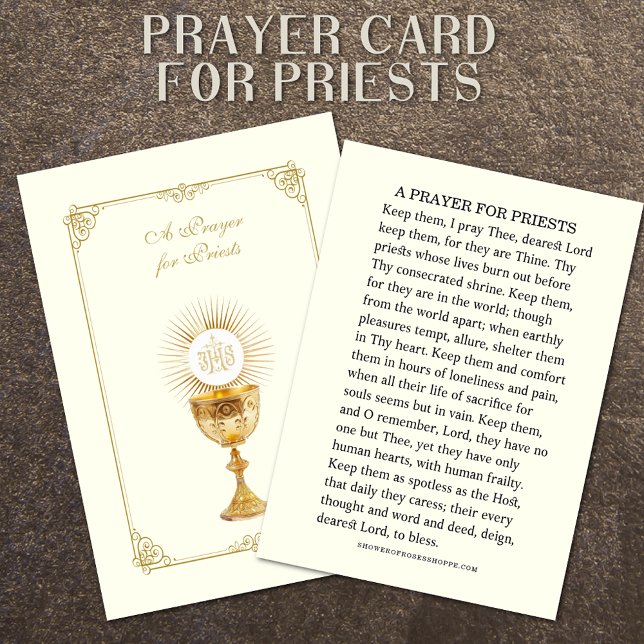 TARJETA DE MESA UNA ORACIÓN PARA LOS SACERDOTES RELIGIOSOS CATÓLIC (CATHOLIC PRAYER CARD FOR PRIESTS)