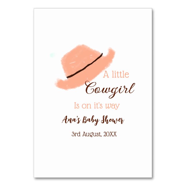 Tarjeta De Mesa Una pequeña vaquera está en camino a la ducha nara (Anverso)