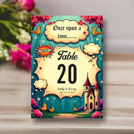 Tarjeta De Mesa Una Vez, El Boda Fairytale Castle Woodland