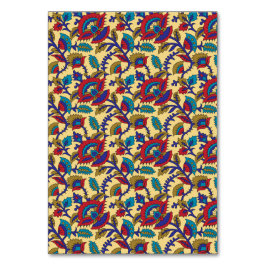 Tarjeta De Mesa Una vibrante obra de arte textil con un rojo atrev