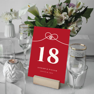 Tarjeta De Mesa Unión de nudos rojos doble felicidad Boda chino