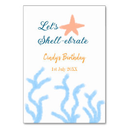 Tarjeta De Mesa Vamos a celebrar bajo el mar azul cumpleaños