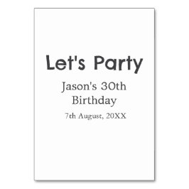 Tarjeta De Mesa Vamos fiesta feliz 30 cumpleaños nombre gris simpl