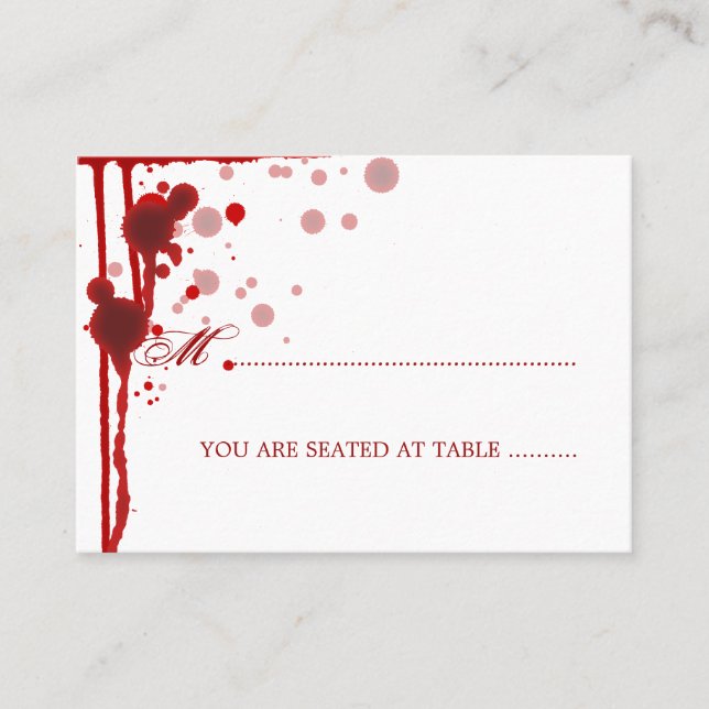 Tarjeta De Mesa Vampiro Boda de Halloween con fotos de sangre fals (Anverso)