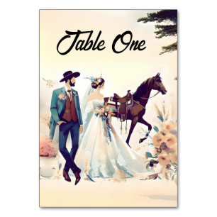 Tarjeta De Mesa Vaquero moderno y Boda de estilo británico occiden