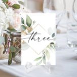 Tarjeta De Mesa Vegetación acuática y números de tabla de oro tres<br><div class="desc">Este diseño de número de tabla presenta una elegante disposición de vegetación eucaliptus y un tipo de letra de guión mínimo. Haga clic en el botón "Haga clic para más personalizares" para editar el color de la redacción del guión y el color de fondo. Vea toda la colección para ver...</div>