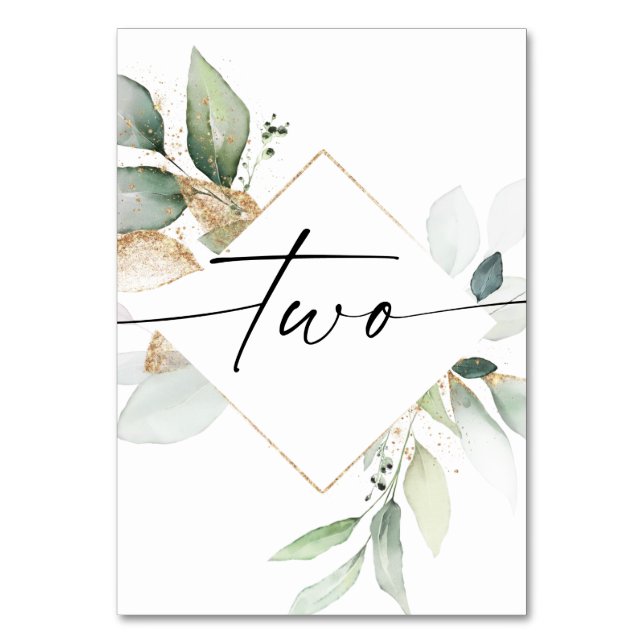 Tarjeta De Mesa Vegetación acuática y números de tabla dorada dos (Anverso)