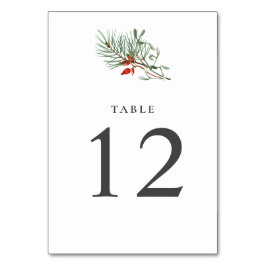 Tarjeta De Mesa Vegetación botánica de invierno y Berries RSVP