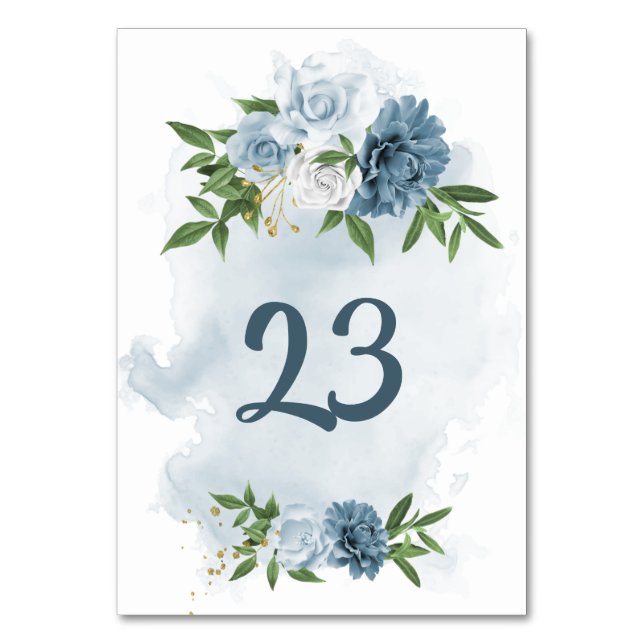 Tarjeta De Mesa vegetación de flores azules y blancas (Anverso)