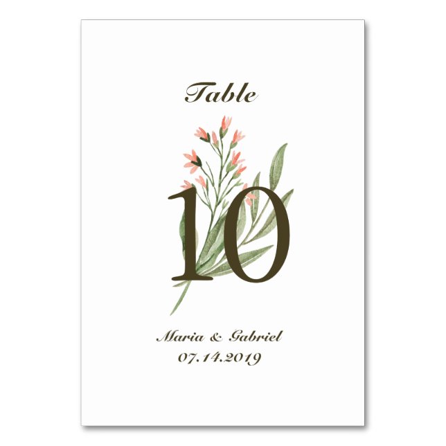 Tarjeta De Mesa Vegetación floral acuática. Boda elegante y airead (Anverso)