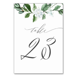 Tarjeta De Mesa Vegetación moderna Floral blanca no 23 Boda