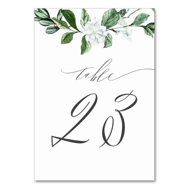 Tarjeta De Mesa Vegetación moderna Floral blanca no 23 Boda (Anverso)
