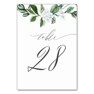 Tarjeta De Mesa Vegetación moderna Floral blanca no 28 Boda