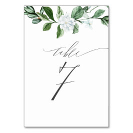Tarjeta De Mesa Vegetación moderna Floral blanca no 7 Boda