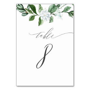 Tarjeta De Mesa Vegetación moderna Floral blanca no 8 Boda