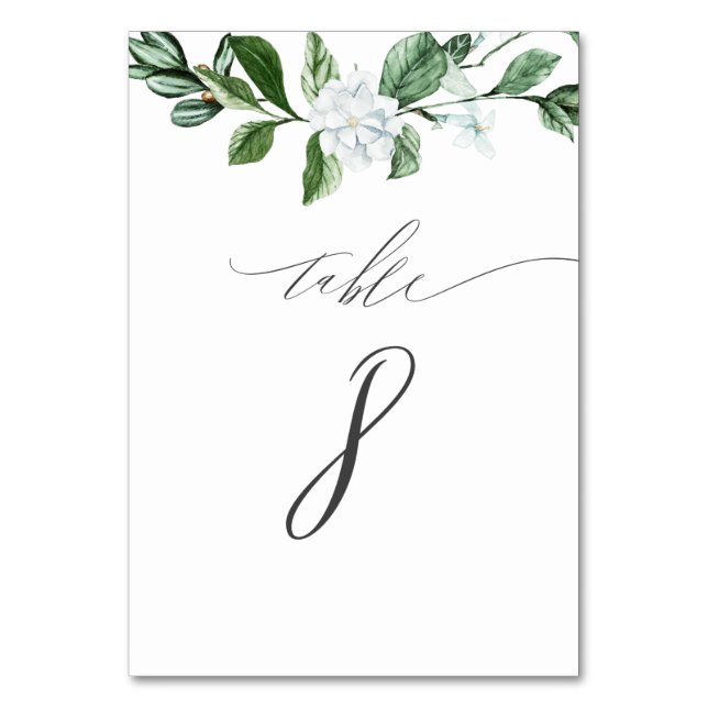 Tarjeta De Mesa Vegetación moderna Floral blanca no 8 Boda (Anverso)