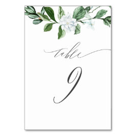 Tarjeta De Mesa Vegetación moderna Floral blanca no 9 Boda