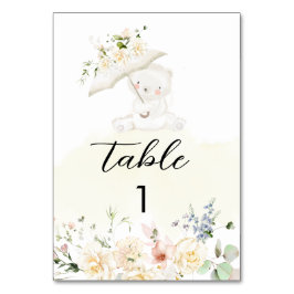 Tarjeta De Mesa Vegetación Oso Amarillo Floral Neutral Baby Shower