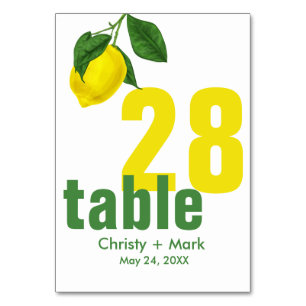 Tarjeta De Mesa Verano de limón amarillo moderno