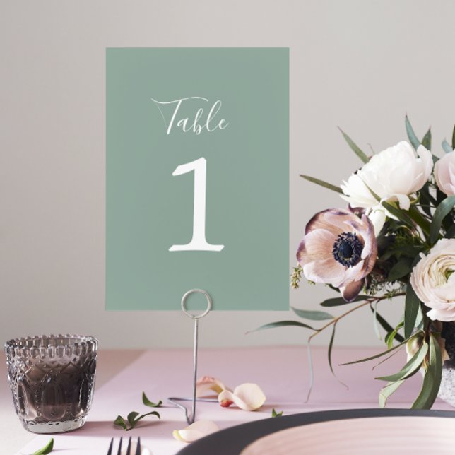 Tarjeta De Mesa Verdadera simplicidad 1 Boda Sage Green Table Numb (Subido por el creador)