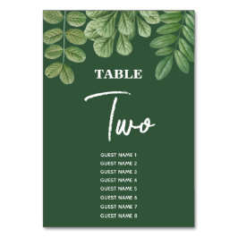 Tarjeta De Mesa Verde acuático moderno Boda verde esmeralda