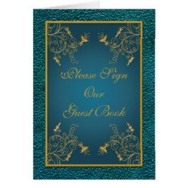 Tarjeta de mesa Verde azulada de oro