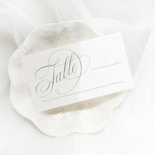 Tarjeta De Mesa Verde blanco y sabio   Boda de elegancia italiana