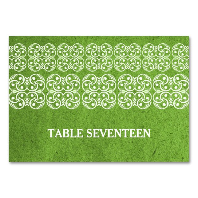 Tarjeta de mesa verde bohemia moderna (Anverso)
