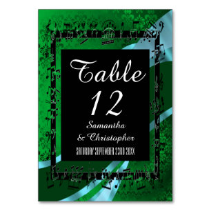 Tarjeta De Mesa Verde brillante, damasco negro