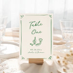 Tarjeta de mesa verde dibujada a mano caprichosa<br><div class="desc">Este adorable diseño presenta elementos dibujados a mano y un texto llamativo en negrita.</div>