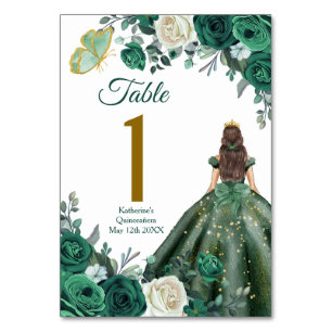 Tarjeta De Mesa Verde Esmeralda Vestidos Quinceañera Cumpleaños de