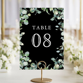 Tarjeta De Mesa Verde moderno de eucalipto Boda negra