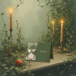 tarjeta de mesa verde para Bodas forestales mediev