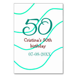 Tarjeta De Mesa Verde rojo 50 cumpleaños fecha de añadir nombre p