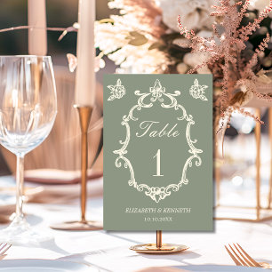 Tarjeta De Mesa Verde Salvia Vintage Jardín Boda de Dinero Antiguo